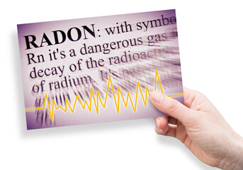Radon gas the silent killer - concept with check-up chart about radon contamination and definition...