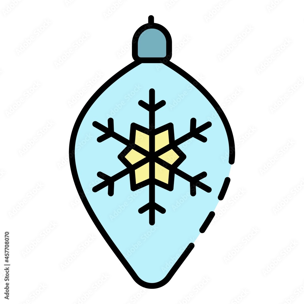 Wall mural snowflake on tree toy icon. outline snowflake on tree toy vector icon color flat isolated - Wall murals