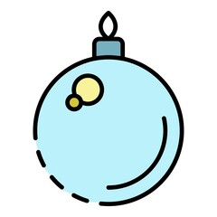 Fir tree xmas toy ball icon. Outline fir tree xmas toy ball vector icon color flat isolated