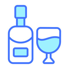 Wine, champagne Icon, simple design blue line icon.