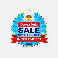 vector illustration for Durga puja sale banner, flyer, poster