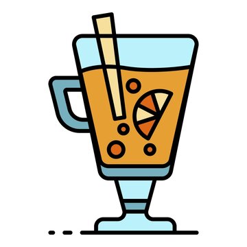 recommend clip art: Mulled wine icon. Outline mulled wine vector icon color flat isolated