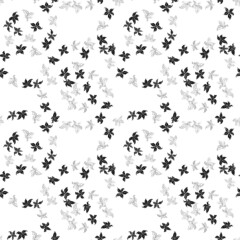 Seamless pattern of contours and silhouettes decorative falling leaves