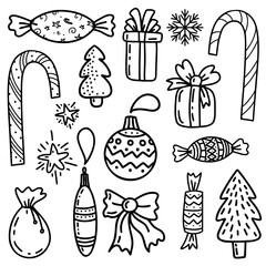 Set of Christmas doodles. vector illustration 