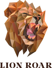 Lion roar polygonal logo, low poly, polygon logo, vector template, animal