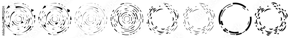 Poster circular, concentric segmented circles, rings. abstract geometric circle. spiral, swirl, twirl. rand