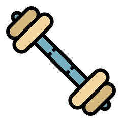 Heavy barbell icon. Outline heavy barbell vector icon color flat isolated