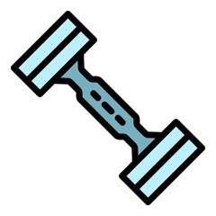 Gym barbell icon. Outline gym barbell vector icon color flat isolated