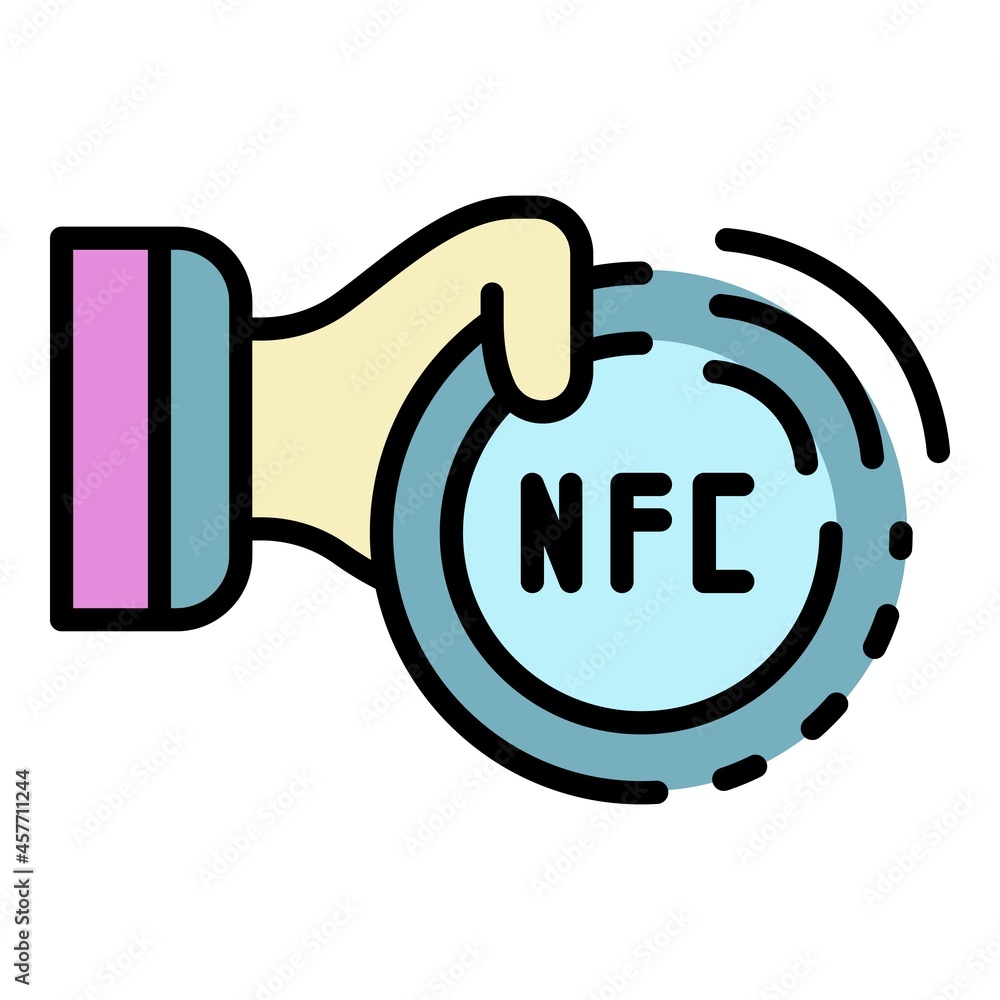 Poster nfc technology icon. outline nfc technology vector icon color flat isolated