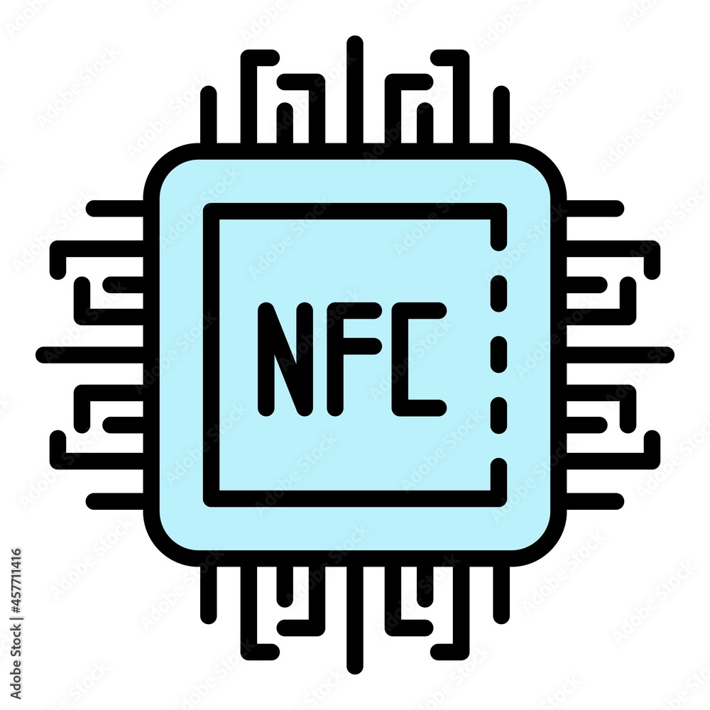 Poster nfc processor icon. outline nfc processor vector icon color flat isolated
