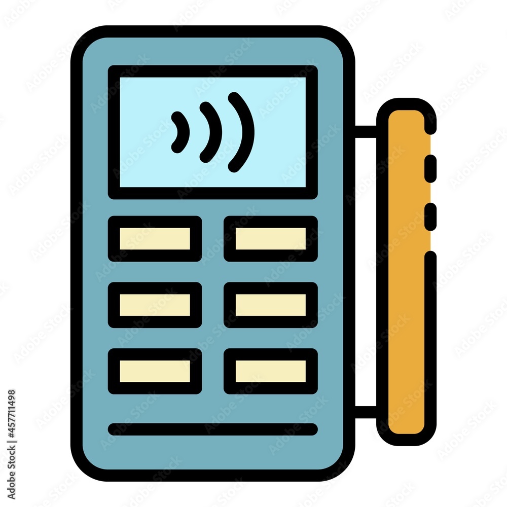 Poster nfc payment terminal icon. outline nfc payment terminal vector icon color flat isolated