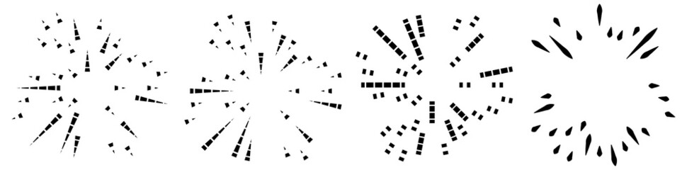 Radial, radiating lines. Gleam, glitter, flash and flare effect. Starburst, sunburst blast, emission design element