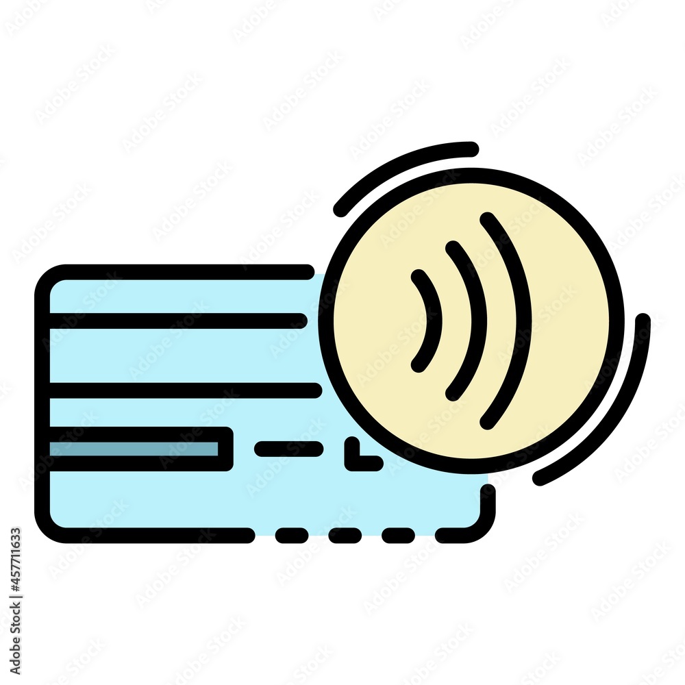 Poster card nfc icon. outline card nfc vector icon color flat isolated