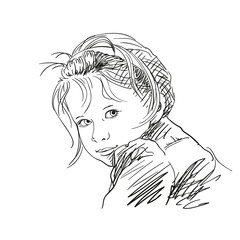 girl hand drawn vector face