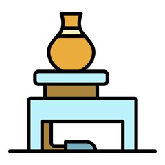 Potter workplace icon. Outline potter workplace vector icon color flat isolated