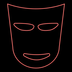 Neon theatre mask red color vector illustration flat style image