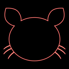 Neon cat head red color vector illustration flat style image