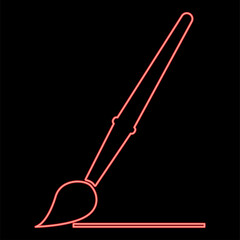 Neon art paint brush red color vector illustration flat style image