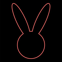 Neon hare or rabbit head red color vector illustration flat style image