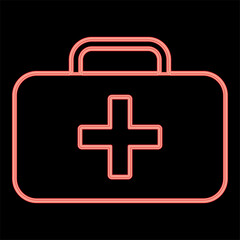 Neon medical case red color vector illustration flat style image