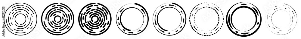 Aufkleber circular, concentric segmented circles, rings. abstract geometric circle. spiral, swirl, twirl. rand