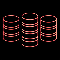 Neon coins or fish stack red color vector illustration flat style image