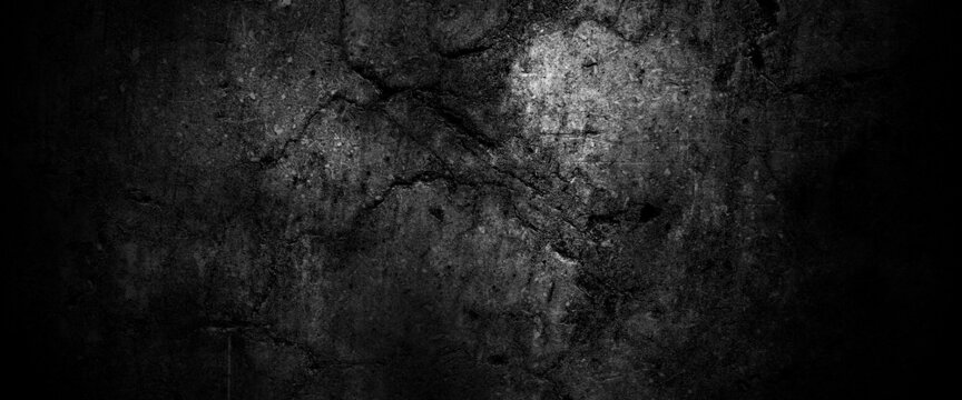 Old dirty concrete dark wall. Scary dark cement background.