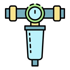 House water filter icon. Outline house water filter vector icon color flat isolated