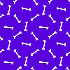 pattern with bones on a purple background. 