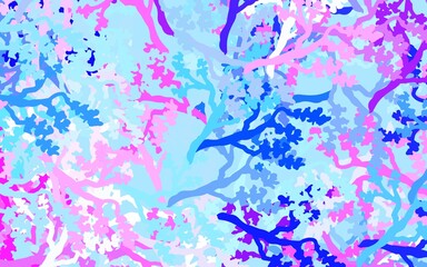 Fototapeta na wymiar Light Pink, Blue vector elegant wallpaper with leaves, branches.