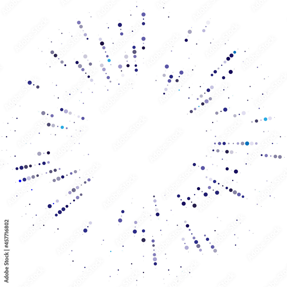 Poster colorful, colored random circles, dots, speckles and freckles concentric, circular and radial elemen