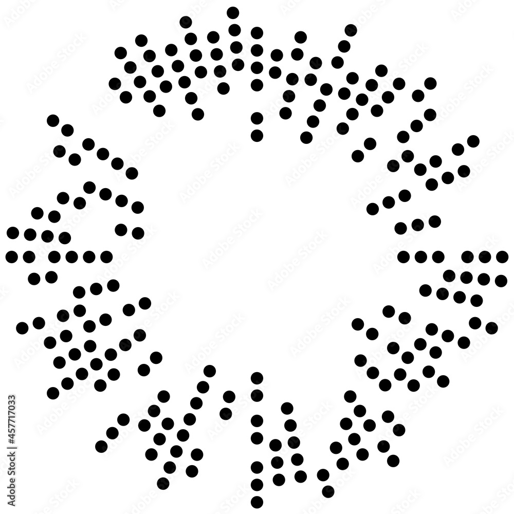 Aufkleber Random circles, dots, speckles and freckles concentric, circular and radial element. Pointillist, pointillism random halftone circles