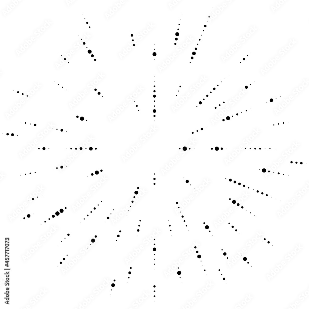 Aufkleber random circles, dots, speckles and freckles concentric, circular and radial element. pointillist, po