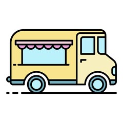 Gourmet food truck icon. Outline gourmet food truck vector icon color flat isolated