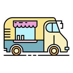 Cafeteria vehicle icon. Outline cafeteria vehicle vector icon color flat isolated