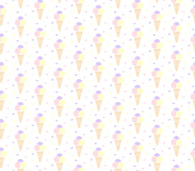 Fototapeta na wymiar Seamless pattern with ice cream cone in cartoon style. Perfect for children