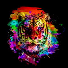 Zelfklevend Fotobehang  tiger head illustration color art © reznik_val