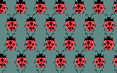 Fashion animal seamless pattern with colorful ladybird on color background. Cute holiday illustration with ladybags for baby. Design for invitation, poster, card, fabric, textile