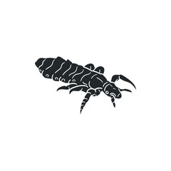 Louse Insect Icon Silhouette Illustration. Animal Bug Vector Graphic Pictogram Symbol Clip Art. Doodle Sketch Black Sign.