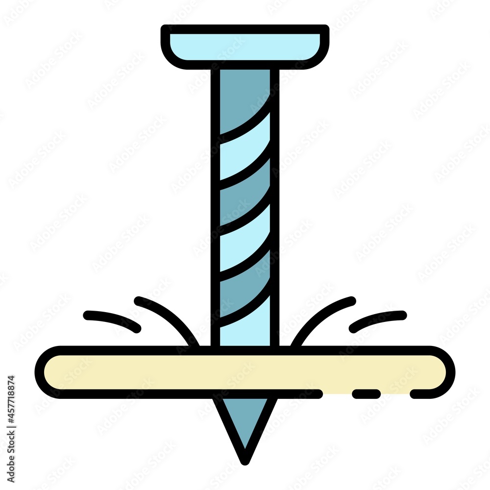Poster self-tapping screw icon. outline self-tapping screw vector icon color flat isolated