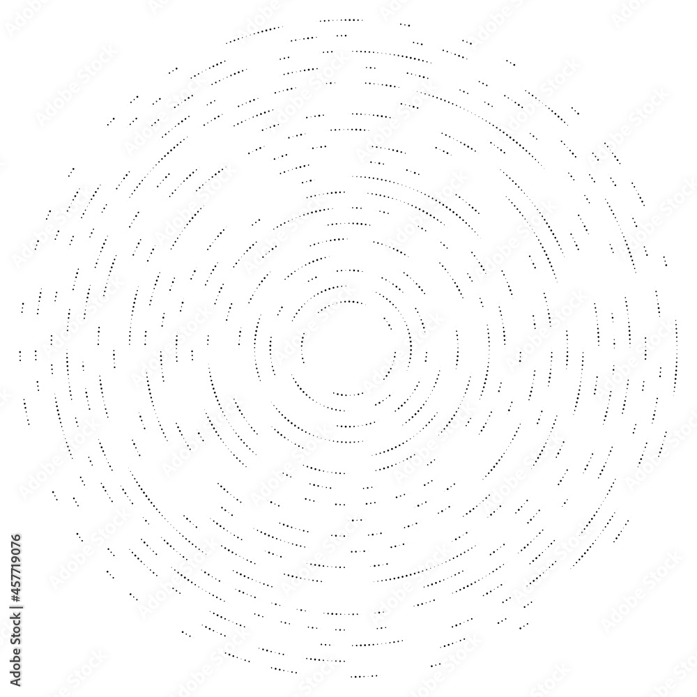 Poster random circles, dots, speckles and freckles concentric, circular and radial element. pointillist, po