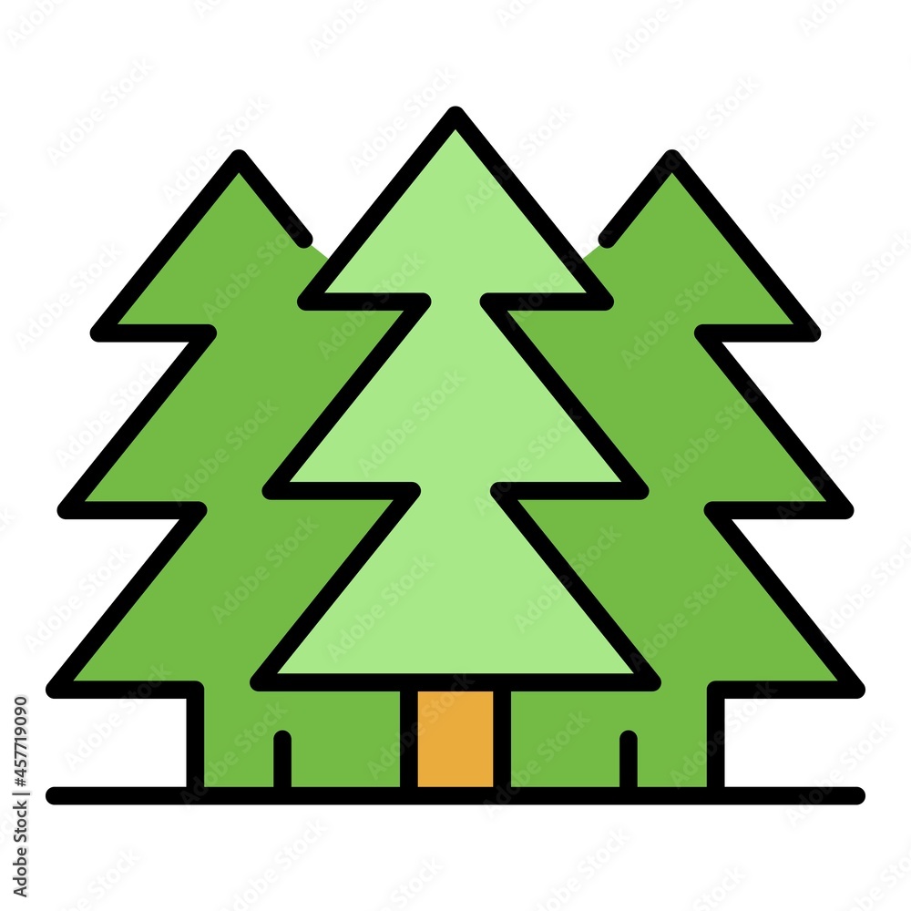 Poster fir tree forest icon. outline fir tree forest vector icon color flat isolated