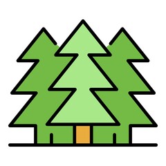 Fir tree forest icon. Outline fir tree forest vector icon color flat isolated