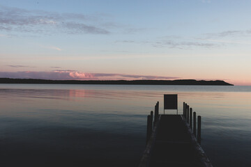 Fototapeta na wymiar Lakeside Dock during Sunset