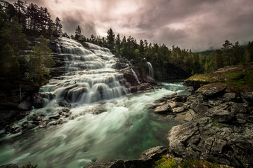 Fototapeta na wymiar Waterfall Lanscape Moody Scenery 