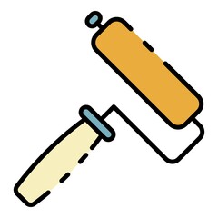 Paint roler icon. Outline paint roler vector icon color flat isolated