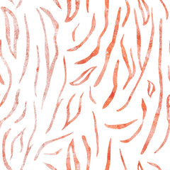 Orange tiger stripes watercolor seamless pattern. Template for decorating designs and illustrations.