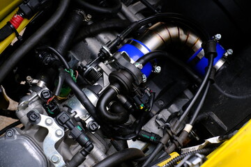 Fototapeta na wymiar Checking engine, motorcycle injection system 