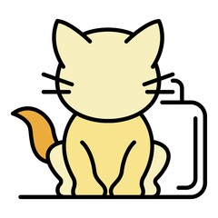 Cute cat icon. Outline cute cat vector icon color flat isolated