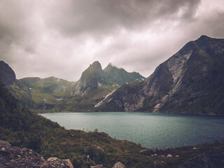 Norwegian Mountain Landscape with Lake in the Front